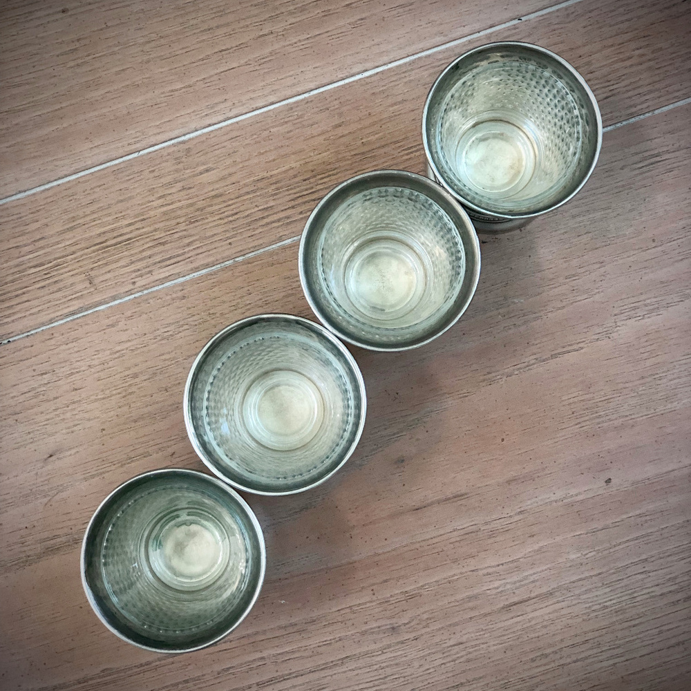 Set of 4 Vintage Silver Votive Candle Holders with Glass Inserts - Picture 3 of 7